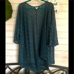 LulaRoe Lindsay Emerald Lace Cardigan Sz L